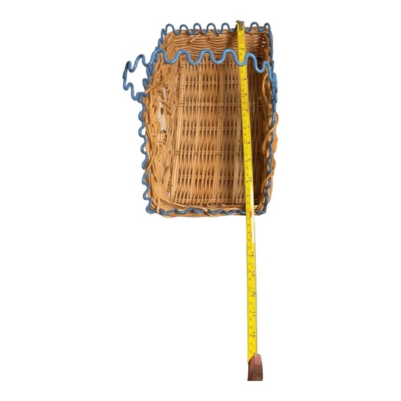 Rustic Farmhouse Market Beachy Basket Oval Tropical Fish Woven Wicker Handle - Picture 11 of 16